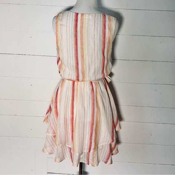 NWOT Lush Women’s Peach & Orange Striped Linen Blend Sleeveless Sun Dress Size S - Picture 6 of 8